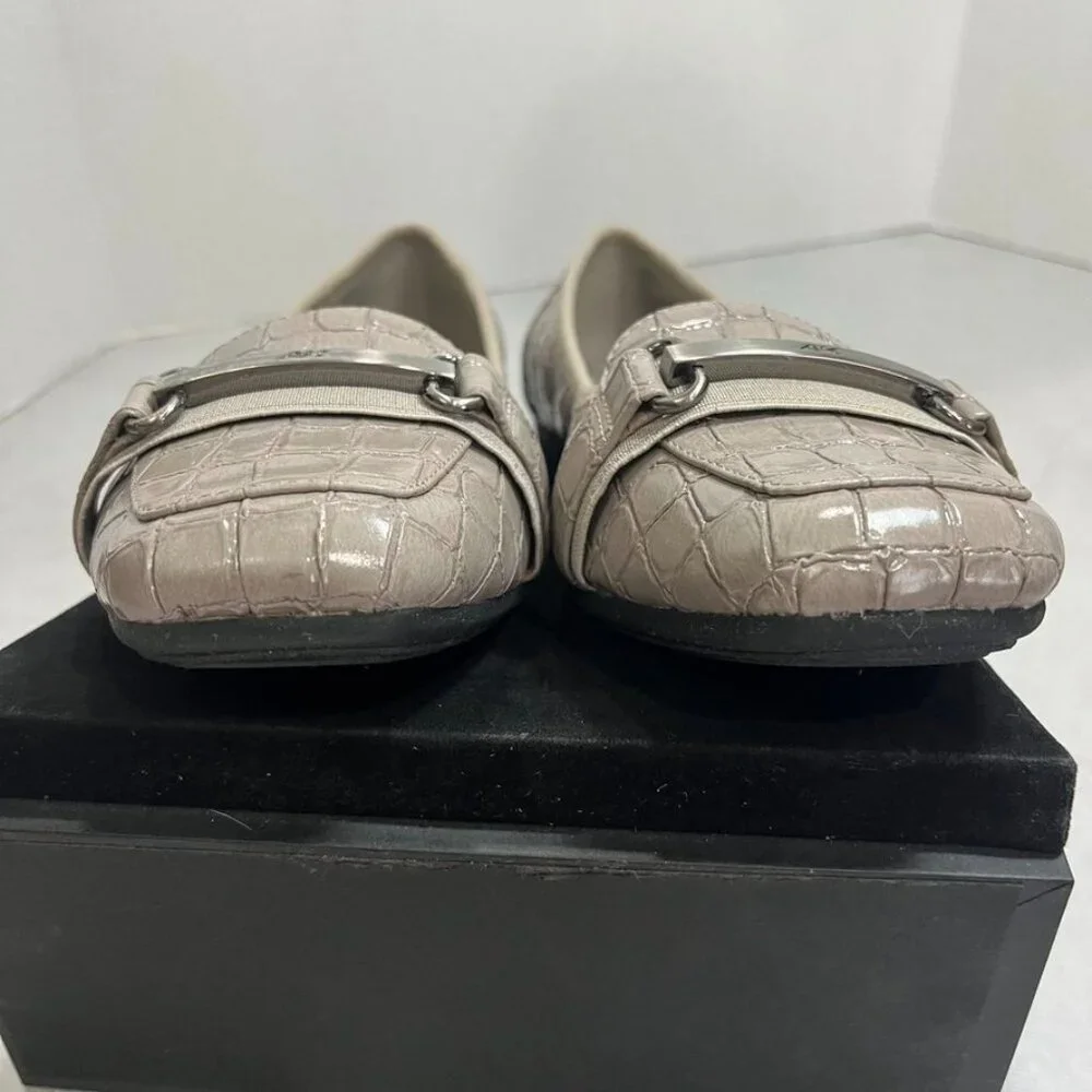 Anne Klein AK Sport Croc Embossed Loafers Comfort Flats Taupe 10M - Picture 14 of 16